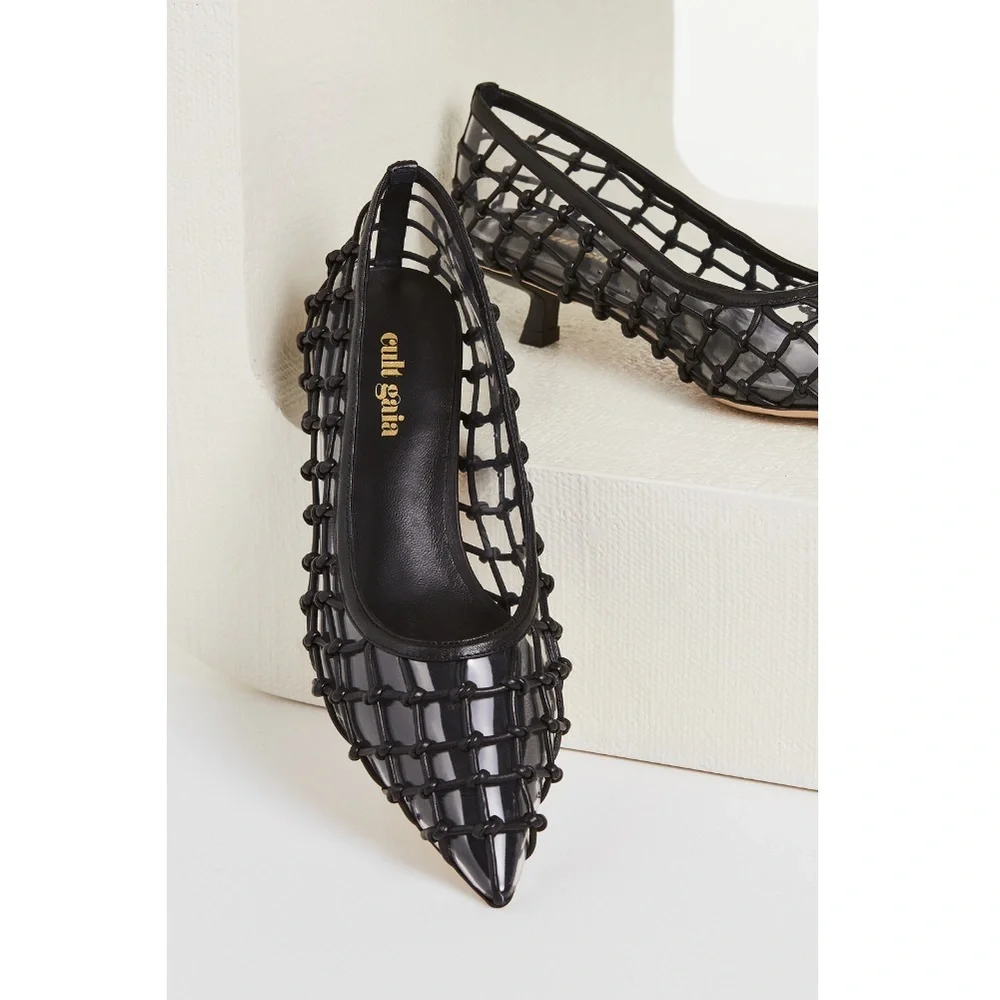 Cult Gaia Kenny Goatskin Woven PVC Pumps - Picture 1 of 9